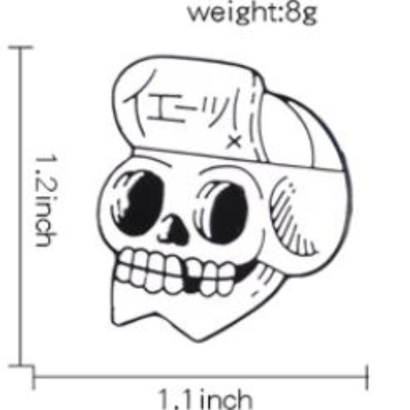 Skull with Baseball Cap Pin Brooch Halloween - Picture 2 of 2